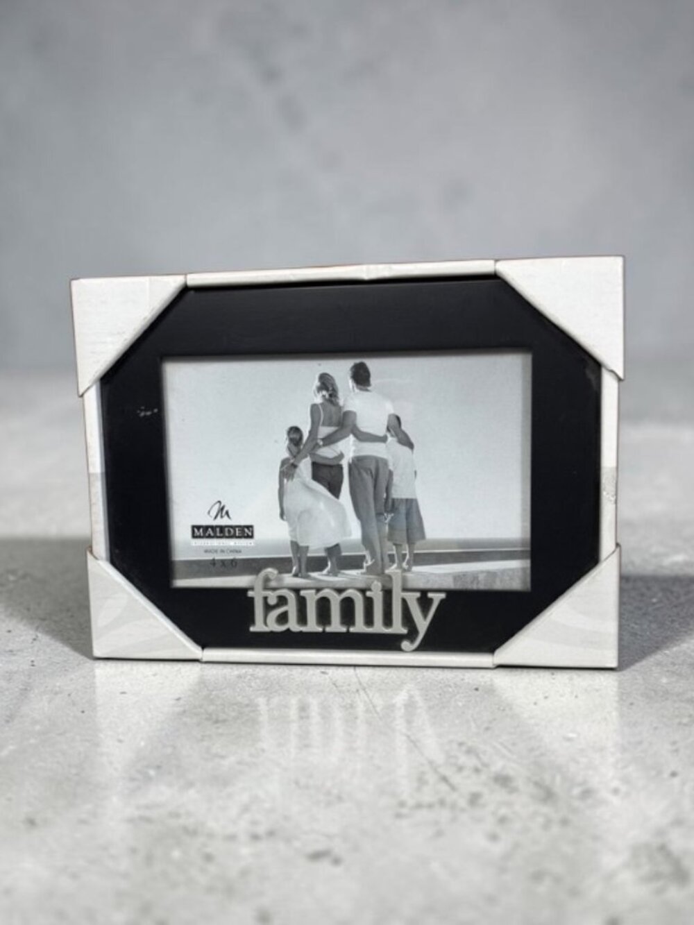 NWT Malden 4 x 6 “Family” Photo Frame Black Silver Wood